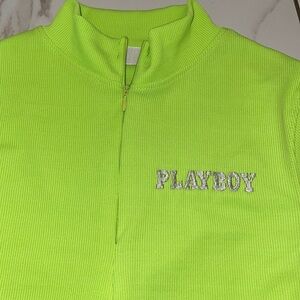 PlayBoy X Misguided Emroidered Long Sleeve Crop